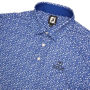 Footjoy Golf Polo Shirt Mens Medium Blue Floral Travelers Championship